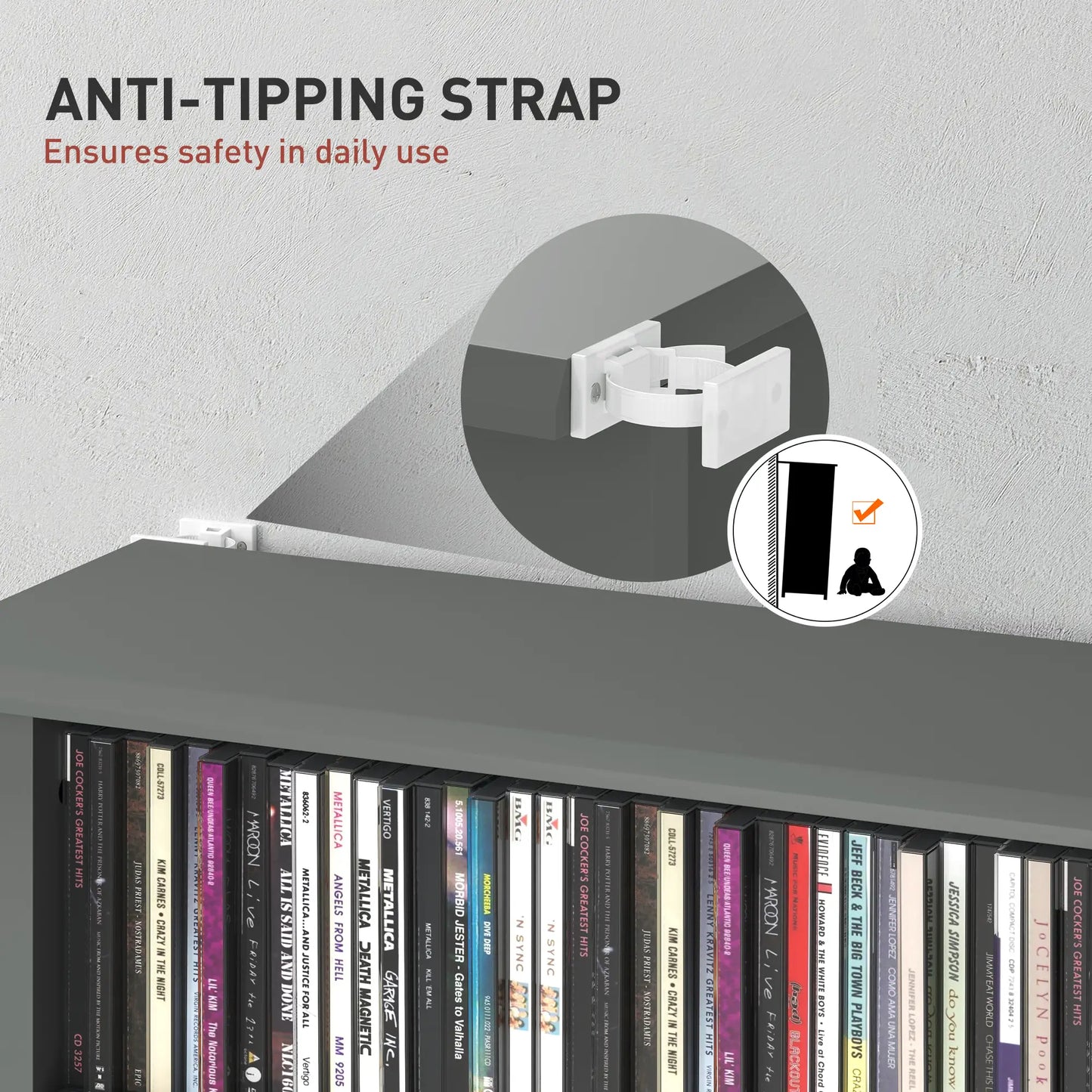 Wood Grey CD Storage Unit With 360 Disc Capacity