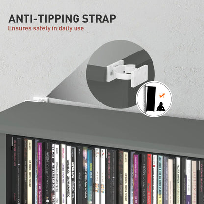 Wood Grey CD Storage Unit With 360 Disc Capacity