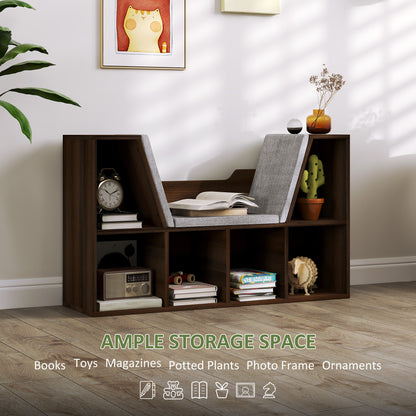 Elka Lado Wood Chestnut Cube Bookcase With Cushioned Reading Seat