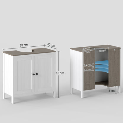 Narile Raha Antique White Under Sink Vanity Storage Cabinet With Double Doors And Adjustable Shelving