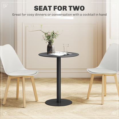 Lestaguette Metal And Wood Black Round Dining Table With Steel Base 60 x 60cm