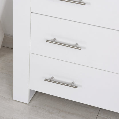 Moyota Wooden White 4 Drawer Storage Chest With Silver Metal Handles