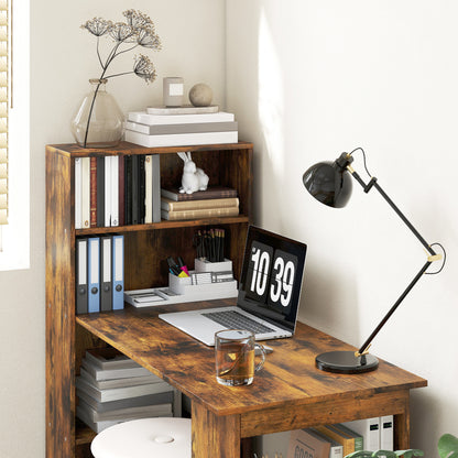Nanono 120cm Wooden Rustic Brown 6 Tier Bookshelf Desk For Home Office