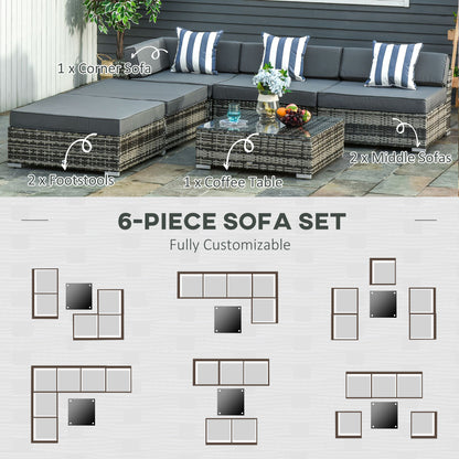 Nona Rattan Grey 8 Seater Outdoor Sofa Coffee Table Set With Cushions