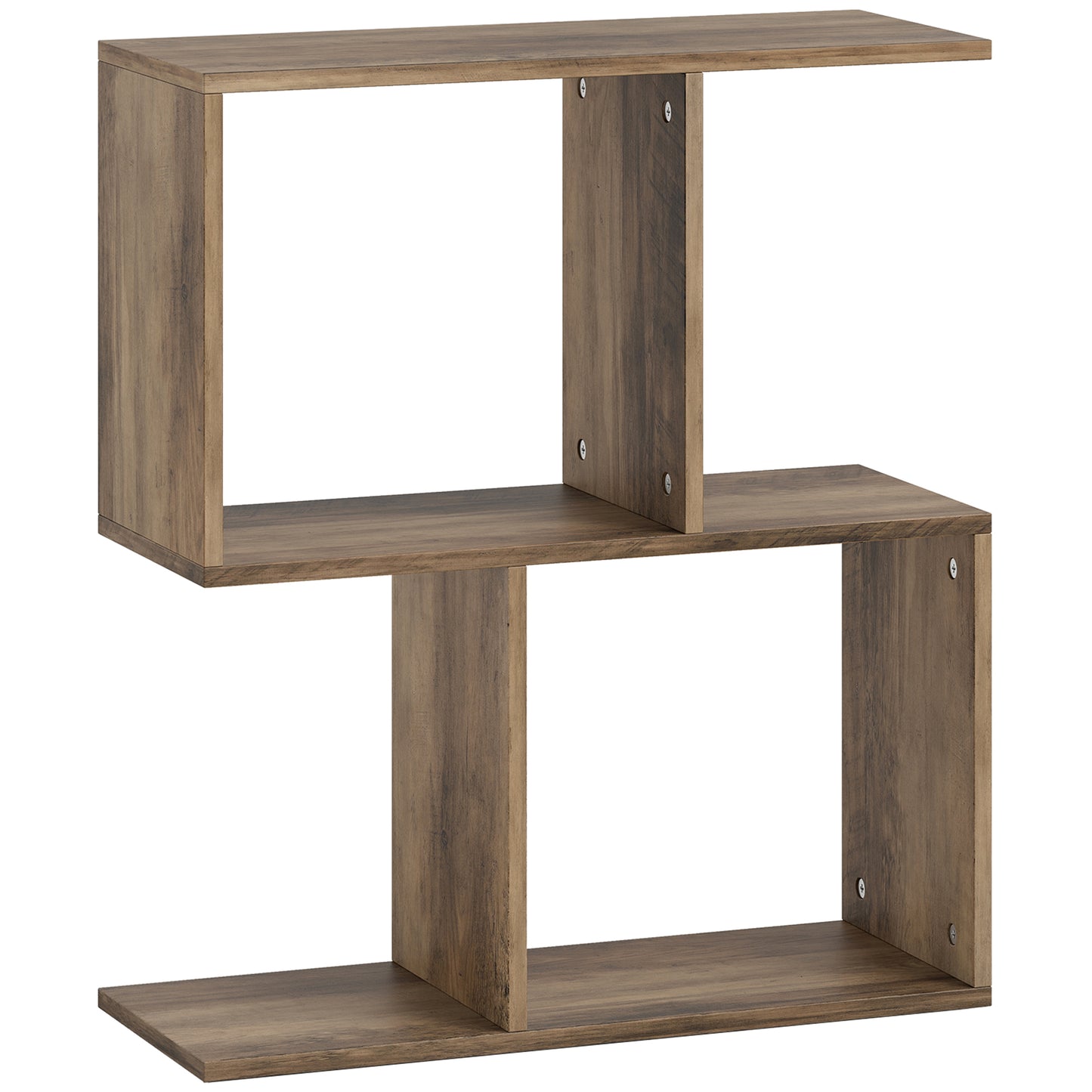 Tolezi Wooden Oak Narrow S Shaped Side Table With 3 Tier Storage