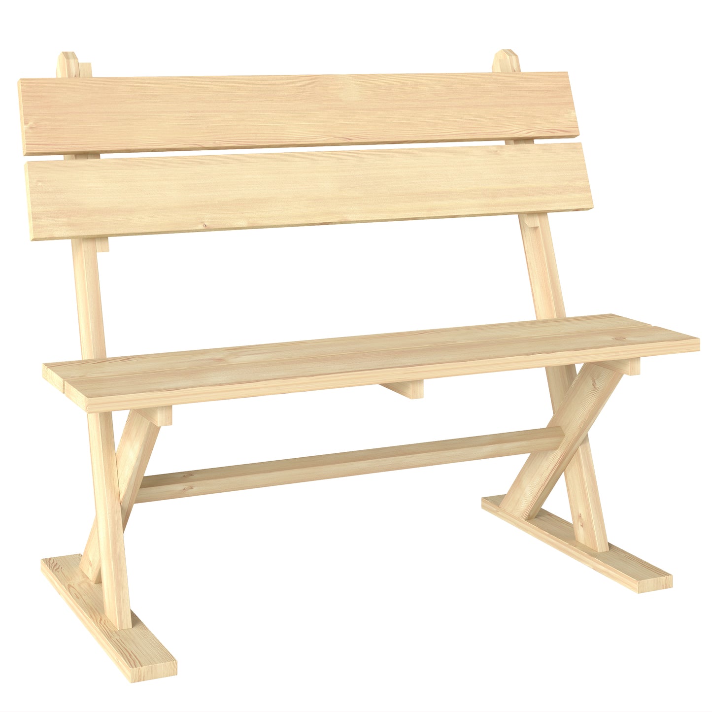 Soyo Fir Wood Natural 2 Seater Garden Bench With Slatted Seat And Angled Back