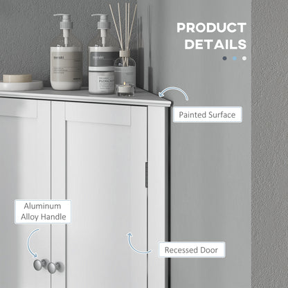 Zipaka Sasa Corner Bathroom Storage Cabinet With Recessed Door And Adjustable Shelving White