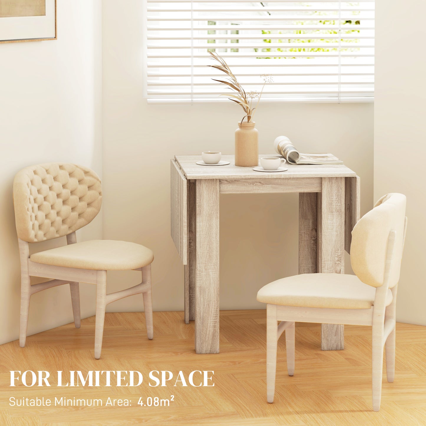 Sozilu Wooden Wood Effect Drop Leaf Dining Table Seating 4