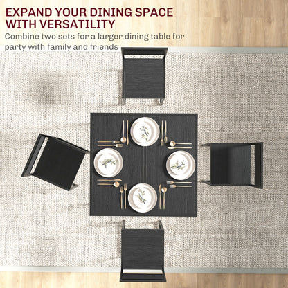 Gafetti Metal And Wood Black Compact Dining Table And Chair Set For Small Kitchens