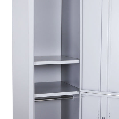 Marino 180cm Light Grey Metal Tall Locker Storage Cabinet With Internal Shelves