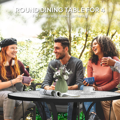Reka Glass Top Round Outdoor Dining Table With Parasol Hole