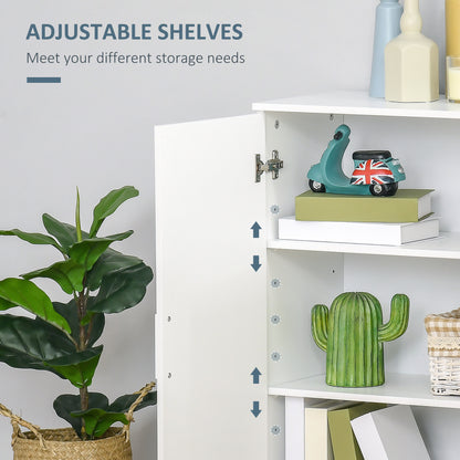 Nonove White Freestanding Linen Storage Cabinet With 3 Tier Shelving
