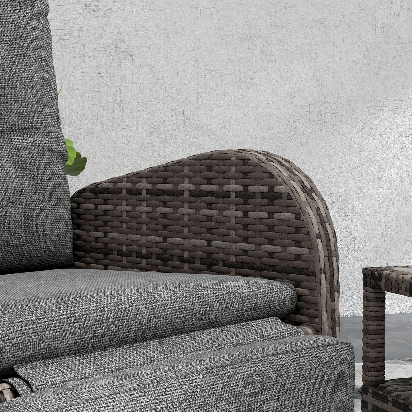 Elcoto Grey And Brown Rattan 2 Seater Outdoor Chaise Lounge Chair Set With Fabric Cushions