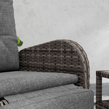 Elcoto Grey And Brown Rattan 2 Seater Outdoor Chaise Lounge Chair Set With Fabric Cushions