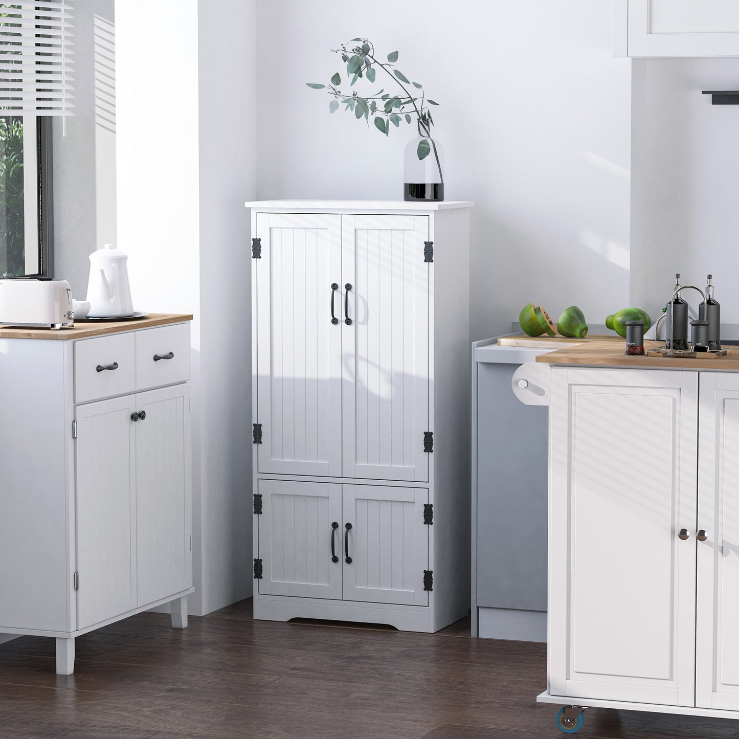 Rifa Wooden White Accent Storage Cabinet With Adjustable Shelves And Double Doors