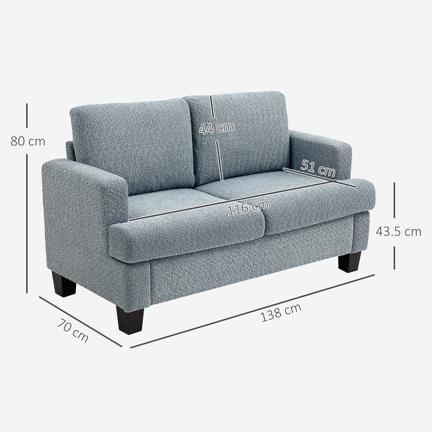 Mofa Chenille Light Grey 2 Seater Sofa Soft Texture