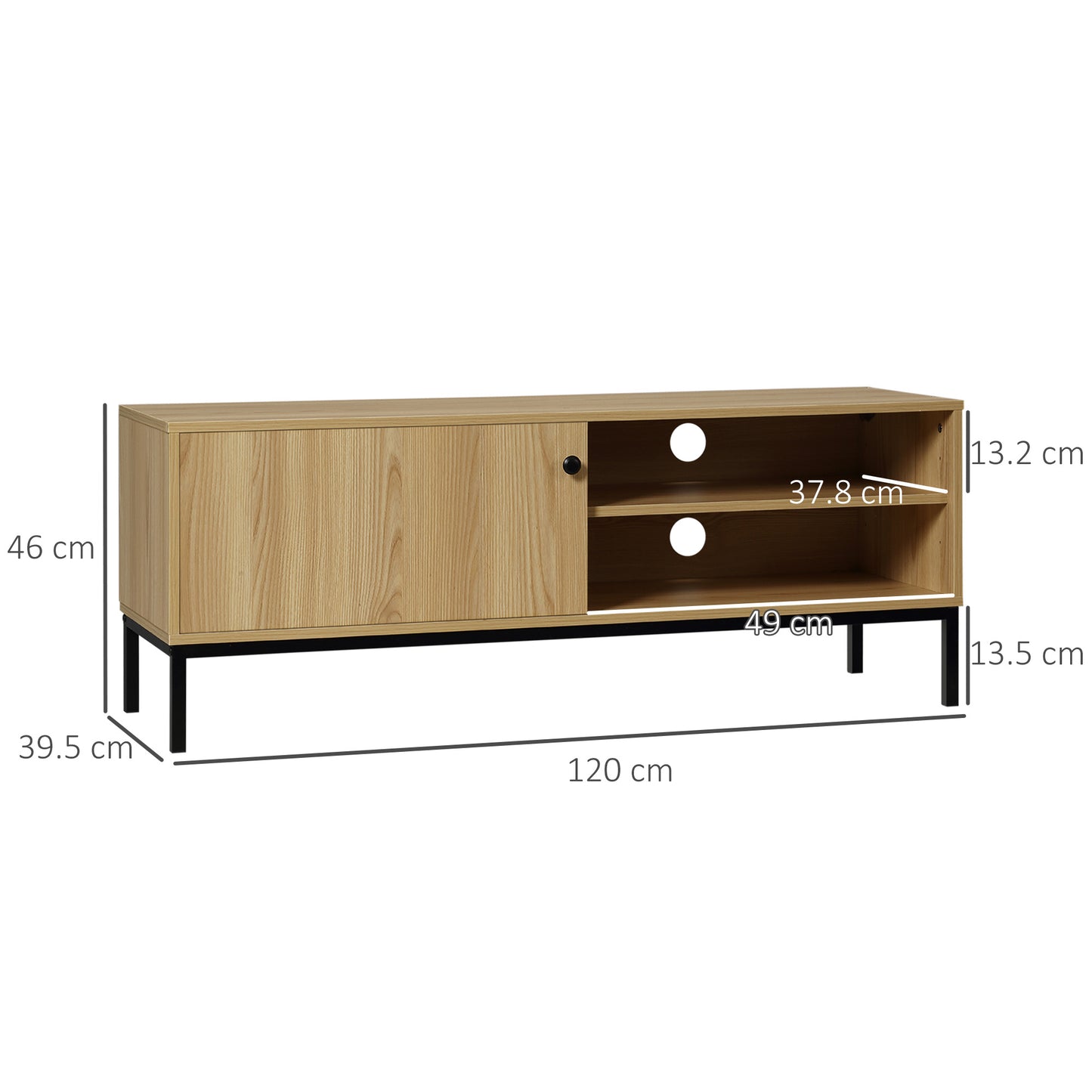 Layo 120cm Wooden Wood Effect TV Stand With Sliding Door For 50 Inch Screens