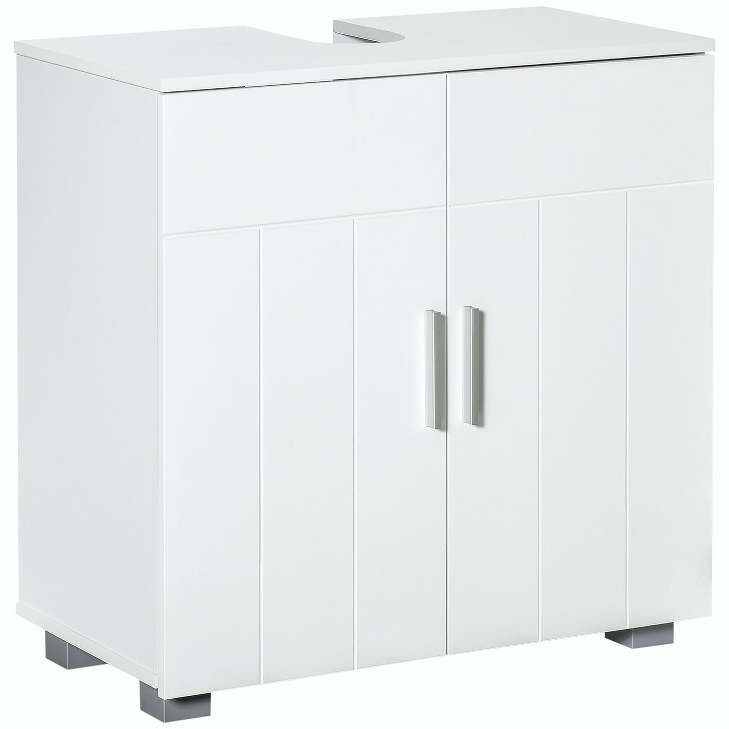 Zilusa White Fauxdestal Sink Vanity Cabinet With Double Doors And Adjustable Shelves