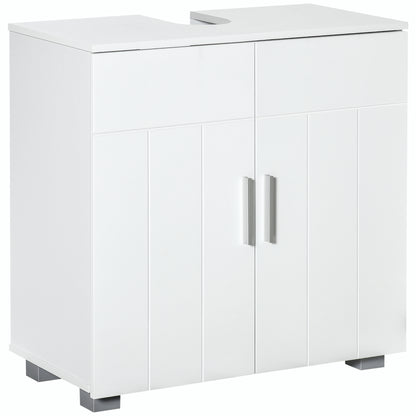 Zilusa White Fauxdestal Sink Vanity Cabinet With Double Doors And Adjustable Shelves