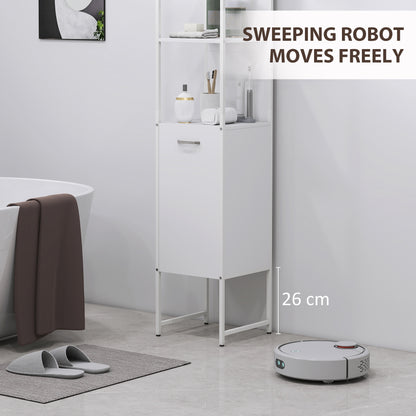Neliha Tall Bathroom Storage Cabinet With OFauxn Shelves And Adjustable Interior White