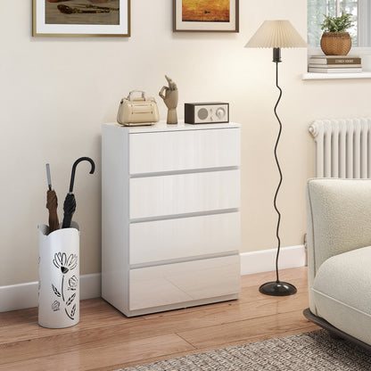 Elel High Gloss White 4 Drawer Modern Storage Chest