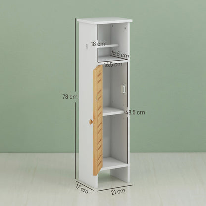 Nohaba White Bathroom Storage Cabinet With Integrated Toilet Roll Holder