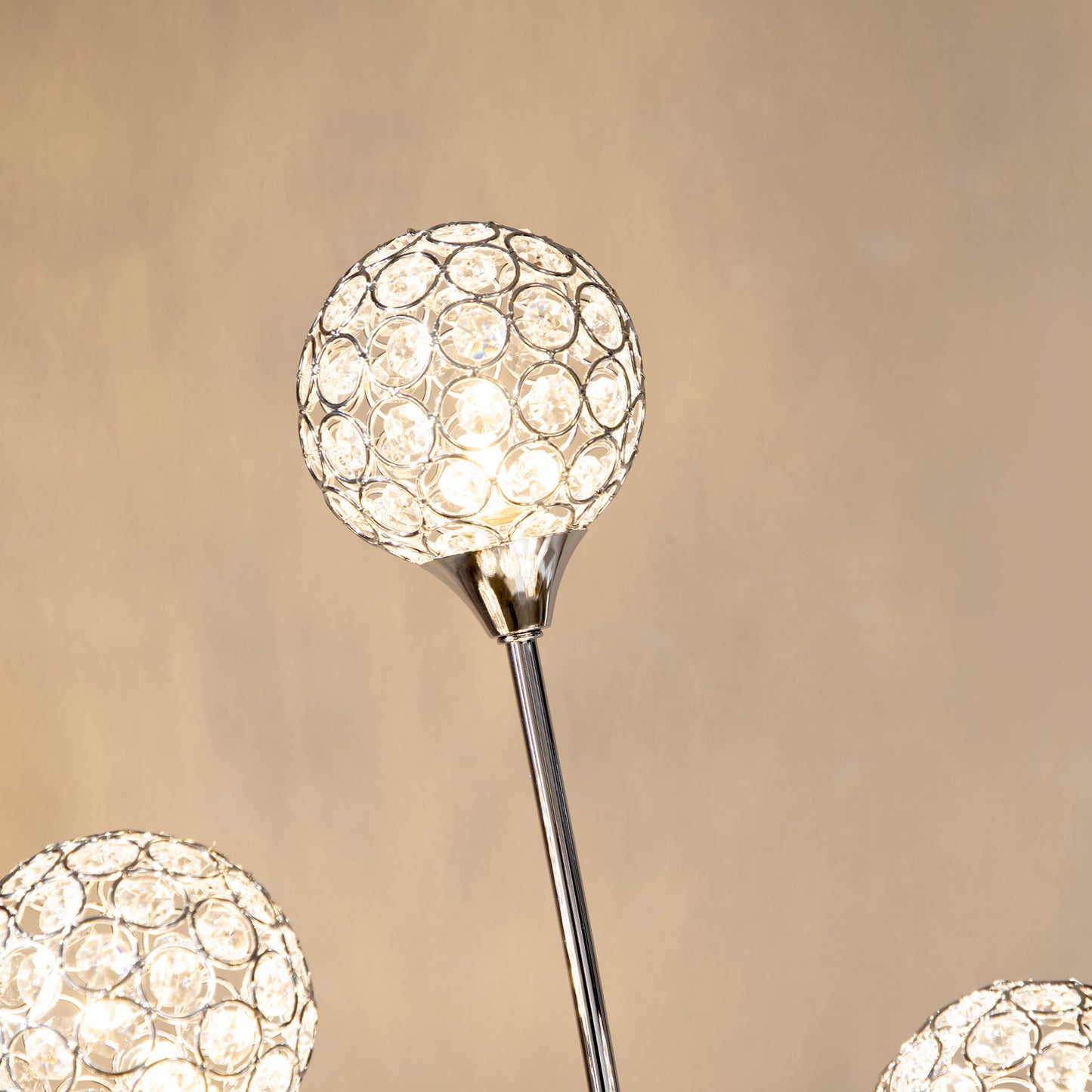 LomoveCrystal And Metal Silver 5 Light Upright Floor Lamp 156 cm