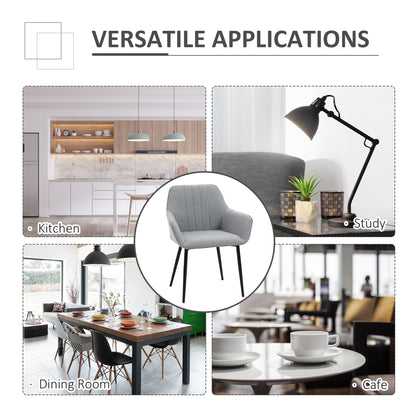 Mona Novi Set Of 2 Fabric Light Grey Dining Chairs With Metal Legs For Kitchen Or Dining