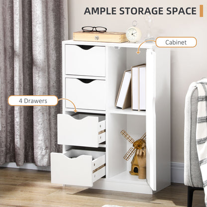 Sopake White Freestanding Storage Cabinet With 4 Drawers And Lower Cupboard