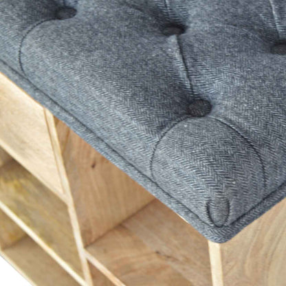 Palermo Black Tweed Drawer and Storage Shelf Shoe Bench