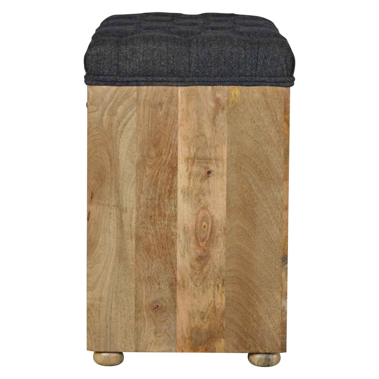 Palermo Black Tweed Drawer and Storage Shelf Shoe Bench