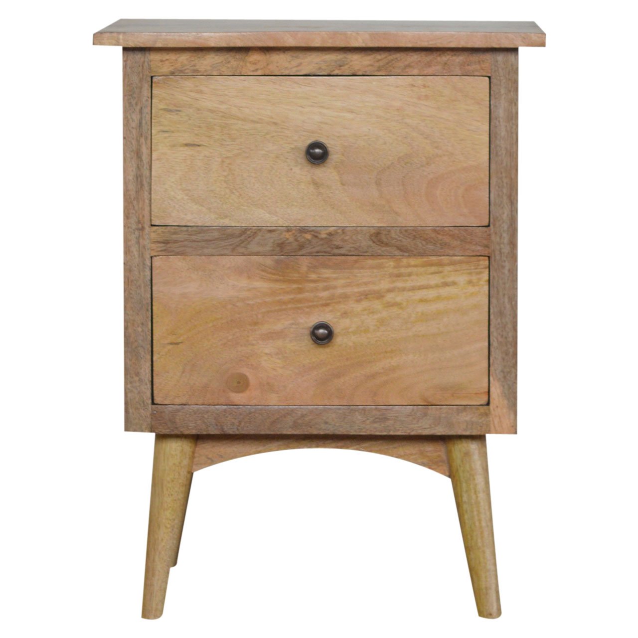 Neive Scandi Natural Mango Wood Bedside with 2 Drawers