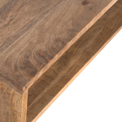 Procida Open Slot Scandi Mango Wood Writing Desk with Drawer and Shell Knob