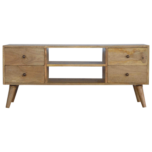 Monticchiello Scandi TV Entertainment Unit 4 Drawers Open Shelves