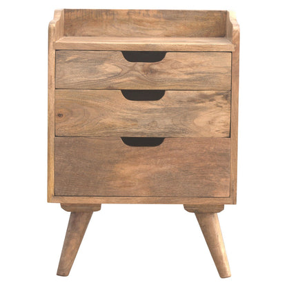 Bagnoregio Mango Wood 3 Drawer Bedside Table