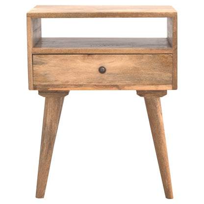 Modica Rustic Mango Wood Bedside Table with Open Slot