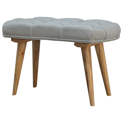 Bagno Deep Button Grey Tweed and Mango Wood Bench