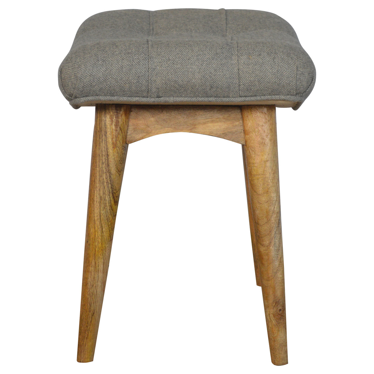 Trapani Curved Grey Tweed and Mango Wood Bench