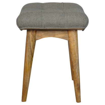 Trapani Curved Grey Tweed and Mango Wood Bench