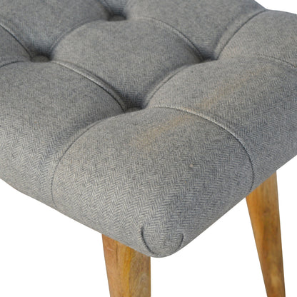 Trapani Curved Grey Tweed and Mango Wood Bench
