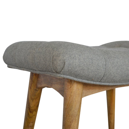Trapani Curved Grey Tweed and Mango Wood Bench