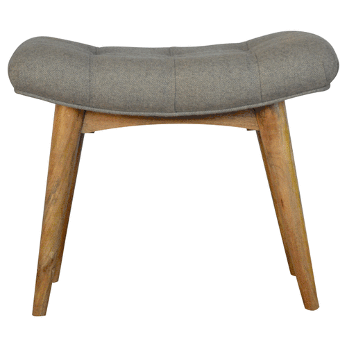 Trapani Curved Grey Tweed and Mango Wood Bench