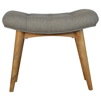 Trapani Curved Grey Tweed and Mango Wood Bench
