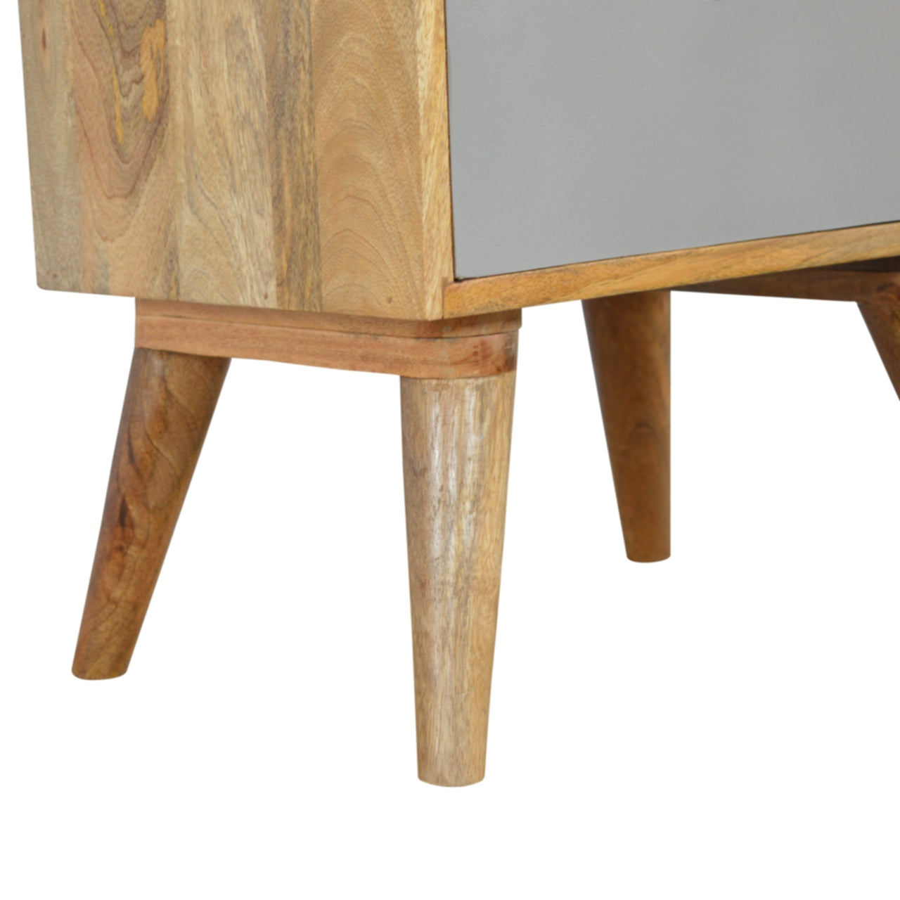Pranburi Grey and White Mango Wood Bedside Table 2 Drawers and Open Shelf