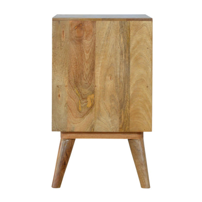 Pranburi Grey and White Mango Wood Bedside Table 2 Drawers and Open Shelf
