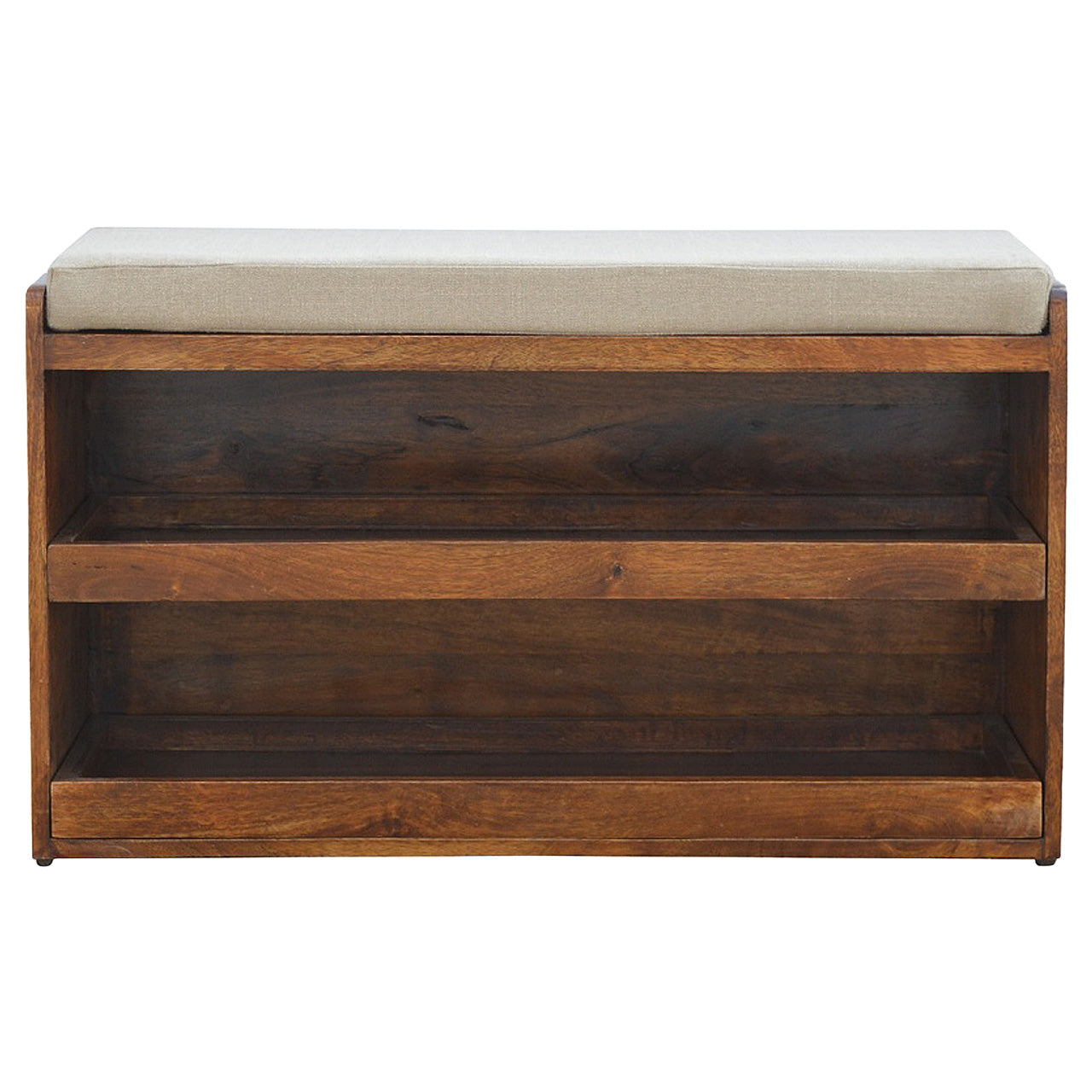 Polignano Mud Linen and Mango Wood Pull out Shoe Bench