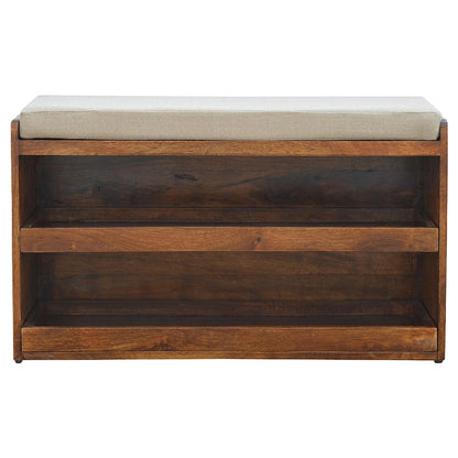 Polignano Mud Linen and Mango Wood Pull out Shoe Bench