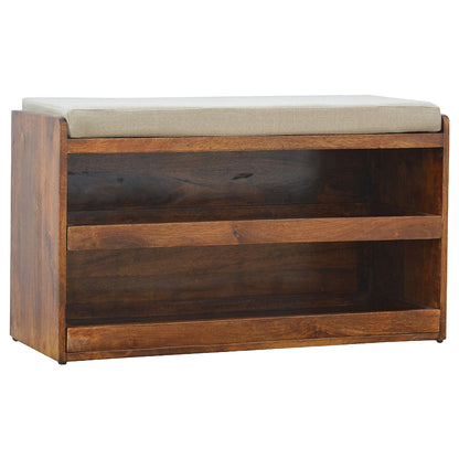 Polignano Mud Linen and Mango Wood Pull out Shoe Bench