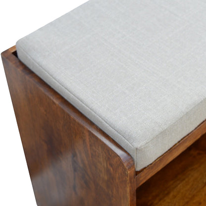 Polignano Mud Linen and Mango Wood Pull out Shoe Bench