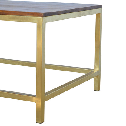 Maratea Rectangle Gold and Mango Wood Coffee Table